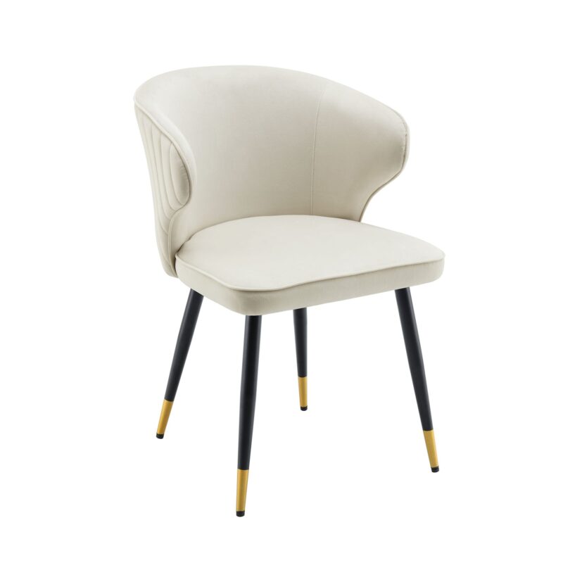 Langham Set of 2 Champagne Velvet Upholstered Carver Dining Chairs - Image 3