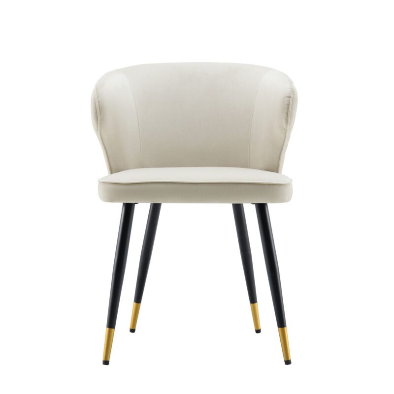 Langham Set of 2 Champagne Velvet Upholstered Carver Dining Chairs - Image 5