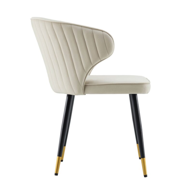 Langham Set of 2 Champagne Velvet Upholstered Carver Dining Chairs - Image 7