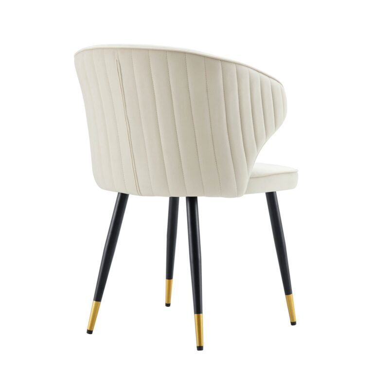 Langham Set of 2 Champagne Velvet Upholstered Carver Dining Chairs - Image 8