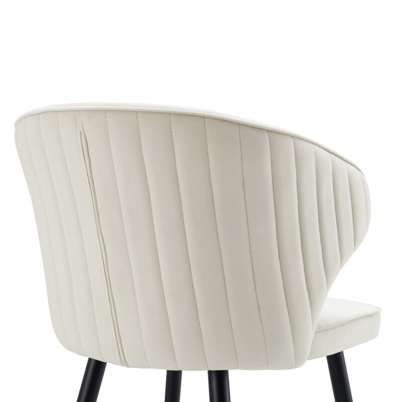 Langham Set of 2 Champagne Velvet Upholstered Carver Dining Chairs - Image 10