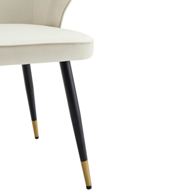 Langham Set of 2 Champagne Velvet Upholstered Carver Dining Chairs - Image 11