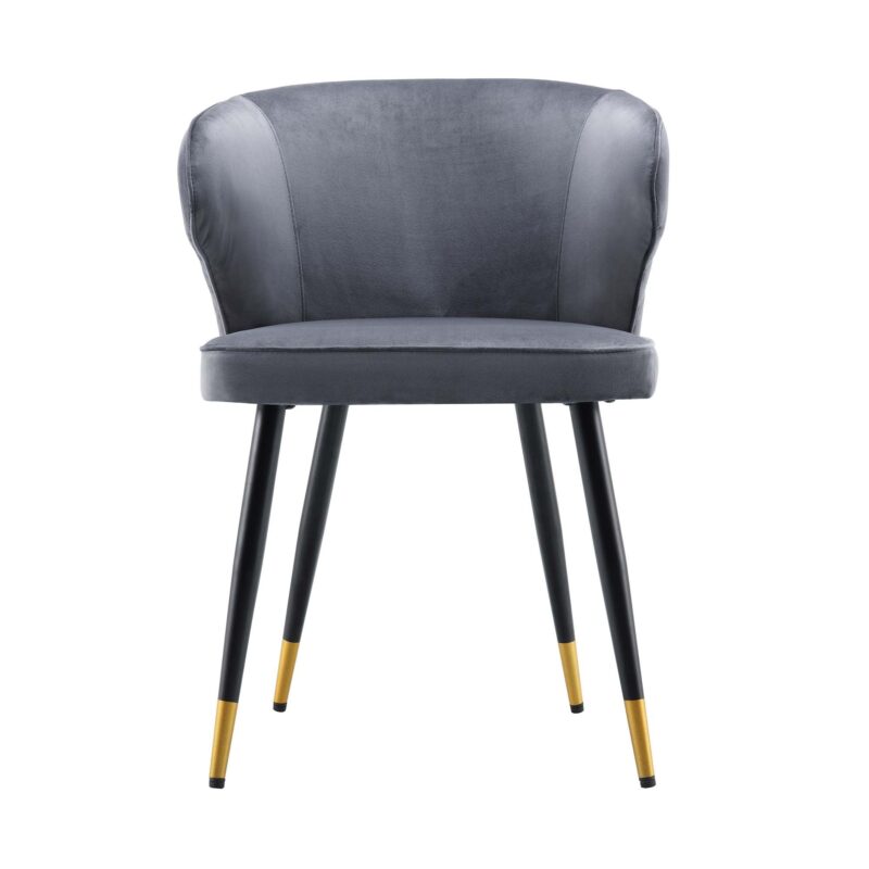 Langham Set of 2 Grey Velvet Upholstered Carver Dining Chairs - Image 6