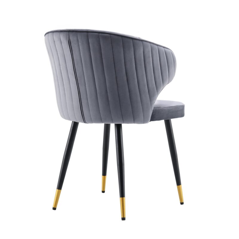 Langham Set of 2 Grey Velvet Upholstered Carver Dining Chairs - Image 8