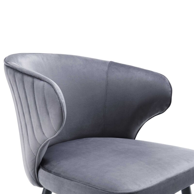 Langham Set of 2 Grey Velvet Upholstered Carver Dining Chairs - Image 9