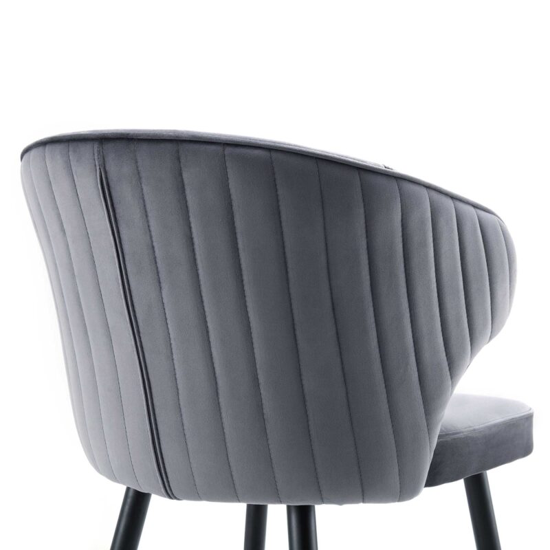 Langham Set of 2 Grey Velvet Upholstered Carver Dining Chairs - Image 10