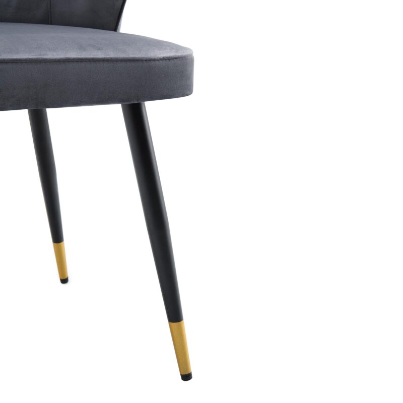 Langham Set of 2 Grey Velvet Upholstered Carver Dining Chairs - Image 11