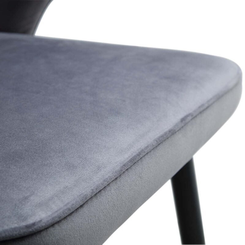 Langham Set of 2 Grey Velvet Upholstered Carver Dining Chairs - Image 12