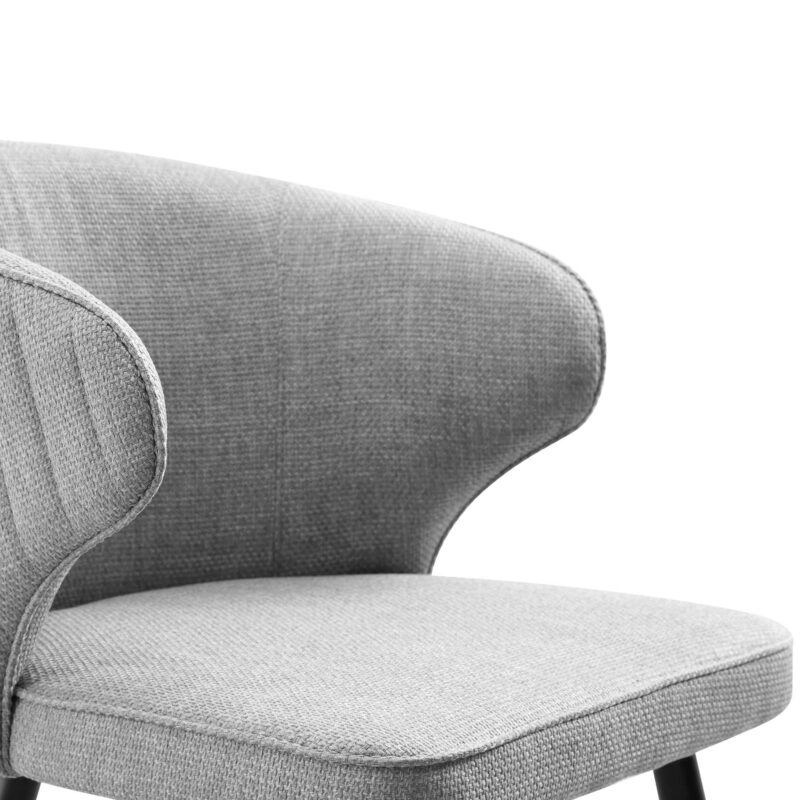 Langham Set of 2 Grey Woven Fabric Carver Dining Chairs with Fluted Back - Image 10