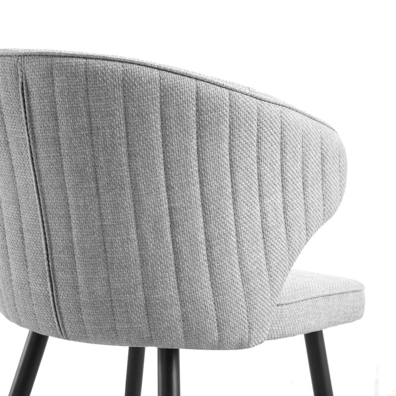 Langham Set of 2 Grey Woven Fabric Carver Dining Chairs with Fluted Back - Image 11