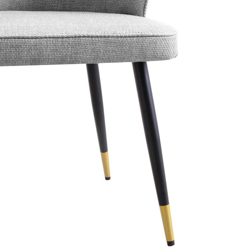 Langham Set of 2 Grey Woven Fabric Carver Dining Chairs with Fluted Back - Image 13