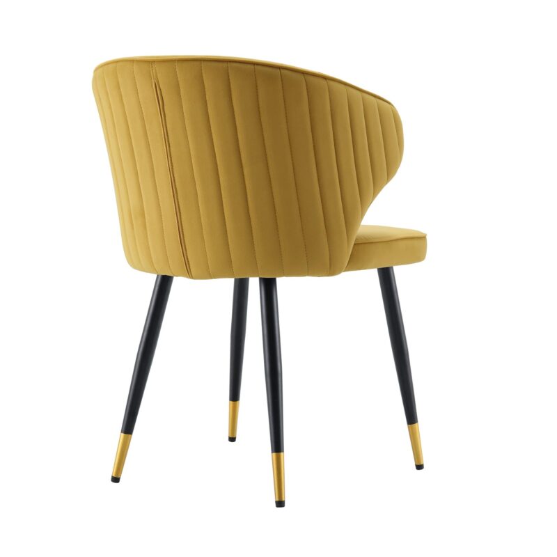 Langham Set of 2 Mustard Velvet Upholstered Carver Dining Chairs - Image 8