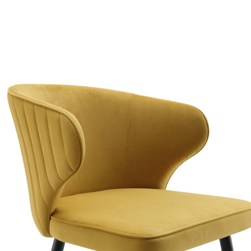 Langham Set of 2 Mustard Velvet Upholstered Carver Dining Chairs - Image 9