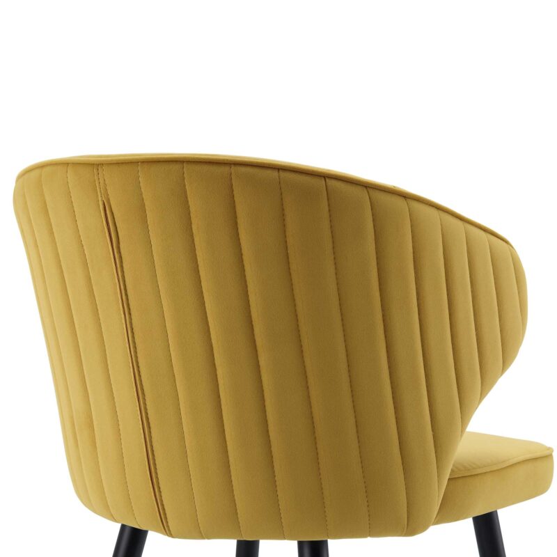Langham Set of 2 Mustard Velvet Upholstered Carver Dining Chairs - Image 10