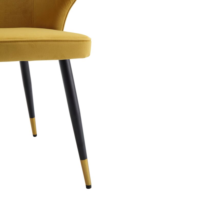 Langham Set of 2 Mustard Velvet Upholstered Carver Dining Chairs - Image 11