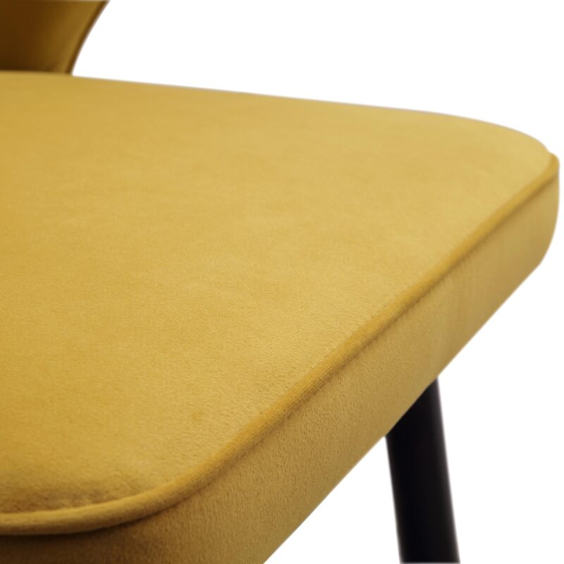 Langham Set of 2 Mustard Velvet Upholstered Carver Dining Chairs - Image 12