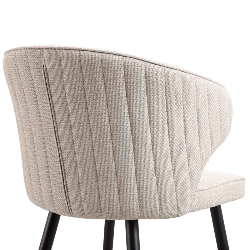 Langham Set of 2 Oatmeal Woven Fabric Carver Dining Chairs with Fluted Back - Image 10