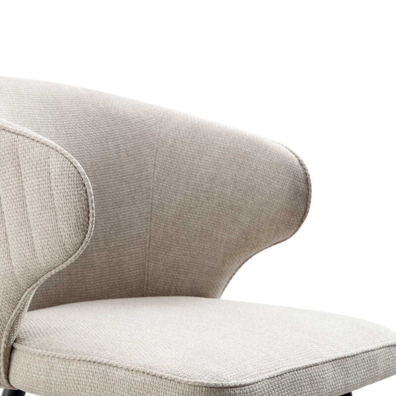 Langham Set of 2 Oatmeal Woven Fabric Carver Dining Chairs with Fluted Back - Image 11