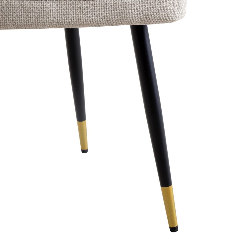 Langham Set of 2 Oatmeal Woven Fabric Carver Dining Chairs with Fluted Back - Image 13
