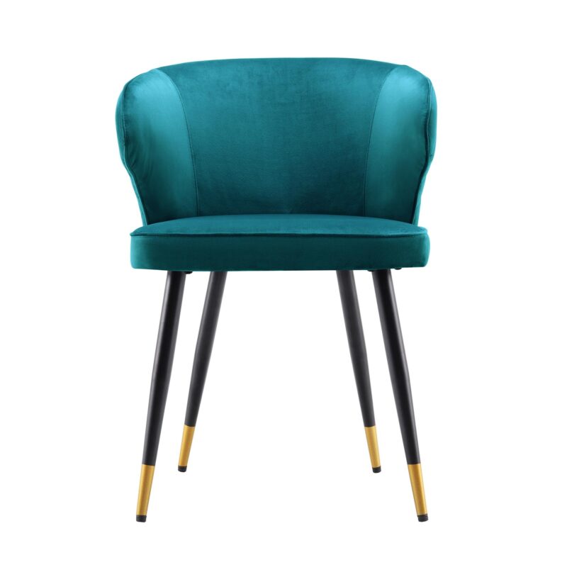 Langham Set of 2 Teal Velvet Upholstered Carver Dining Chairs - Image 5