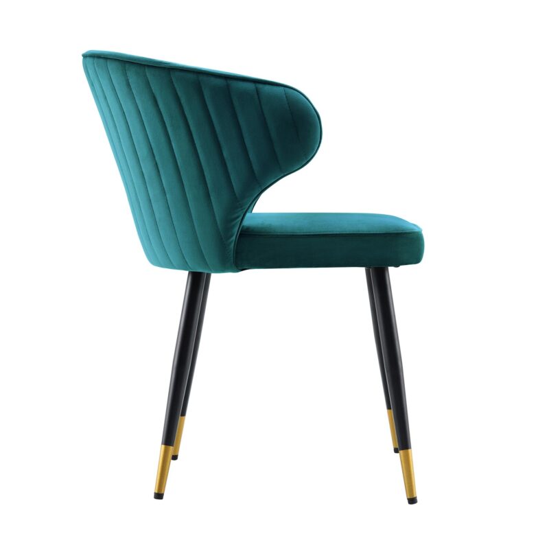Langham Set of 2 Teal Velvet Upholstered Carver Dining Chairs - Image 7
