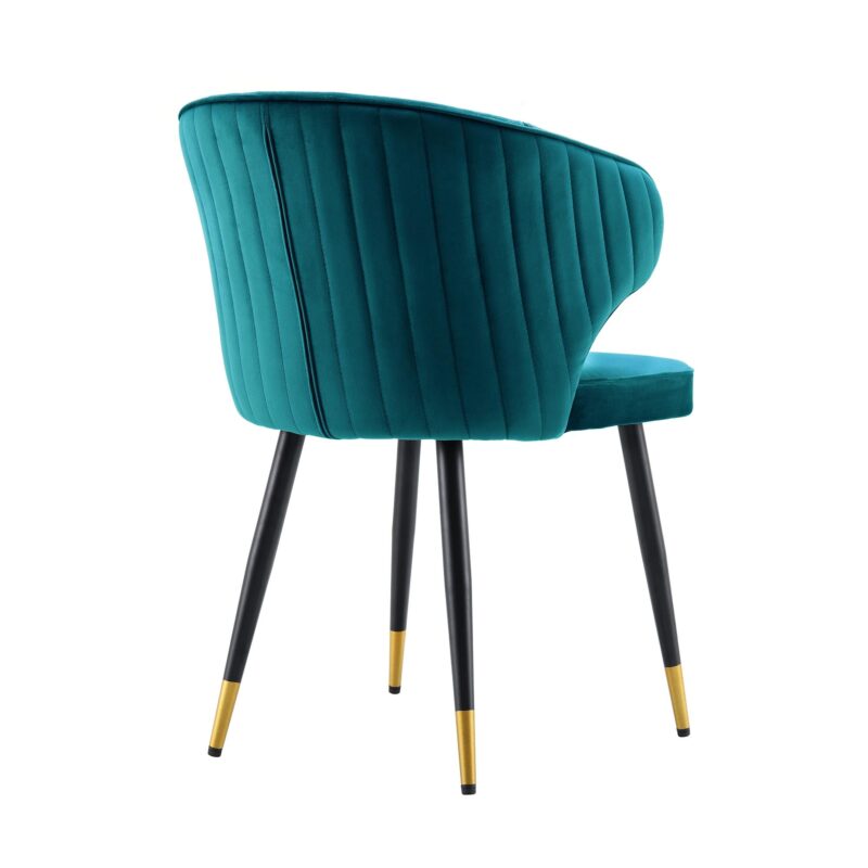 Langham Set of 2 Teal Velvet Upholstered Carver Dining Chairs - Image 8