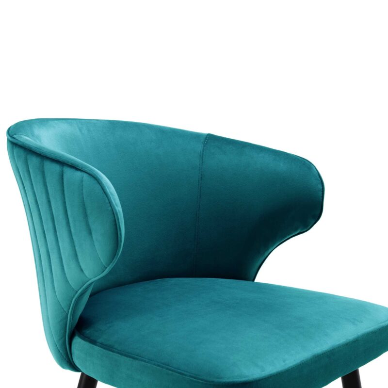 Langham Set of 2 Teal Velvet Upholstered Carver Dining Chairs - Image 9