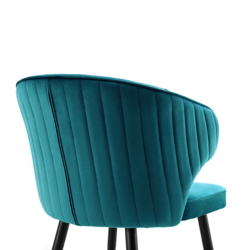 Langham Set of 2 Teal Velvet Upholstered Carver Dining Chairs - Image 10
