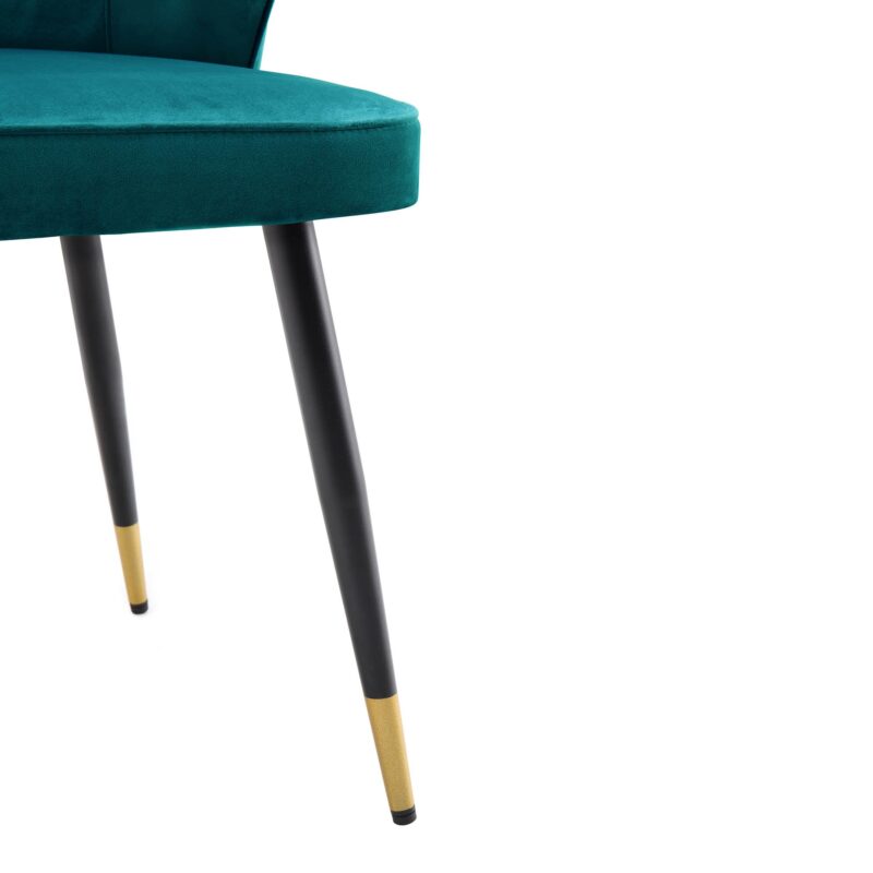 Langham Set of 2 Teal Velvet Upholstered Carver Dining Chairs - Image 11