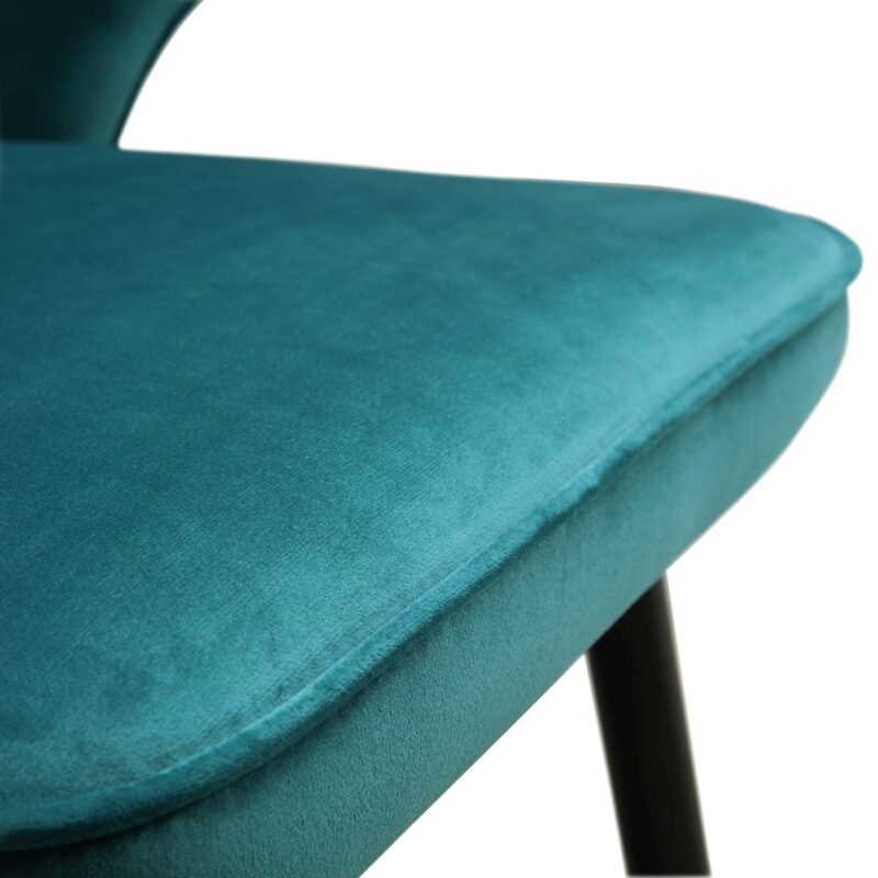 Langham Set of 2 Teal Velvet Upholstered Carver Dining Chairs - Image 12