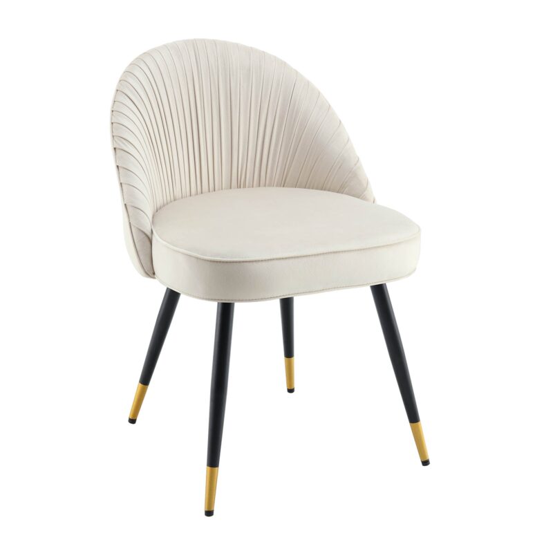 Miyae Set of 2 Pleated Champange Velvet Upholstered Dining Chairs - Image 3