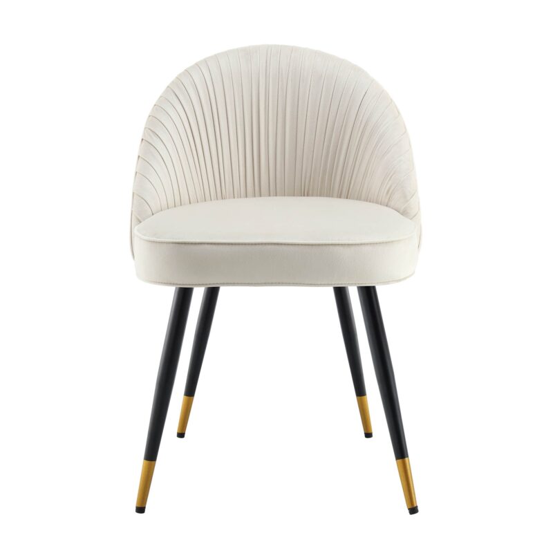 Miyae Set of 2 Pleated Champange Velvet Upholstered Dining Chairs - Image 5