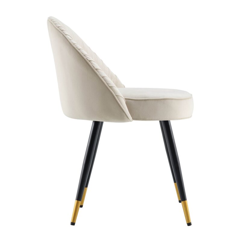 Miyae Set of 2 Pleated Champange Velvet Upholstered Dining Chairs - Image 6