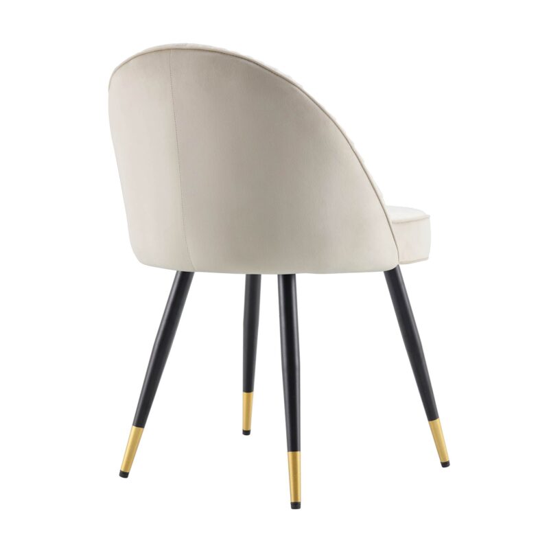 Miyae Set of 2 Pleated Champange Velvet Upholstered Dining Chairs - Image 8