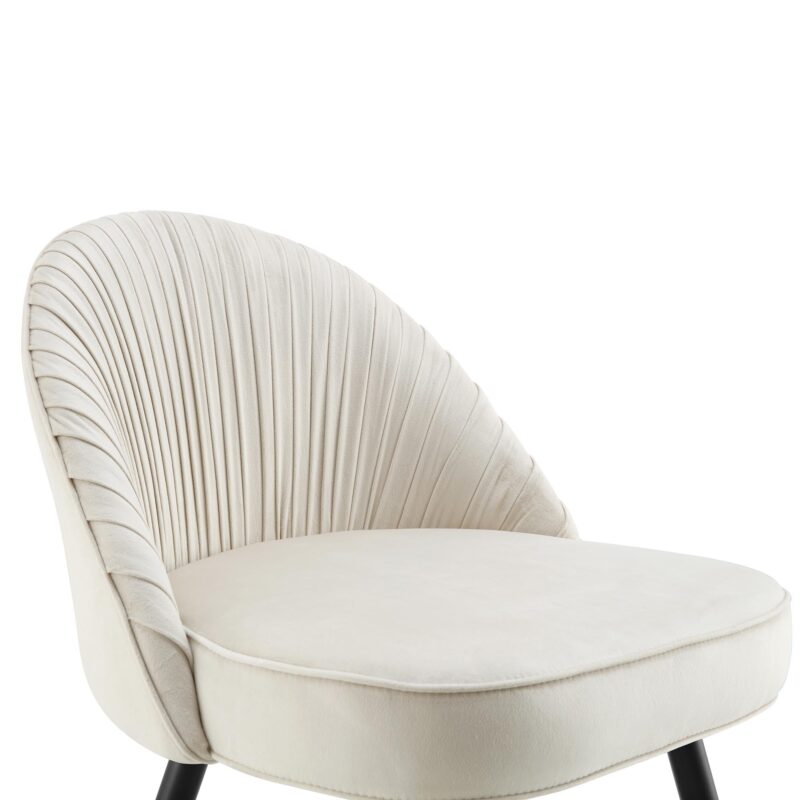 Miyae Set of 2 Pleated Champange Velvet Upholstered Dining Chairs - Image 9
