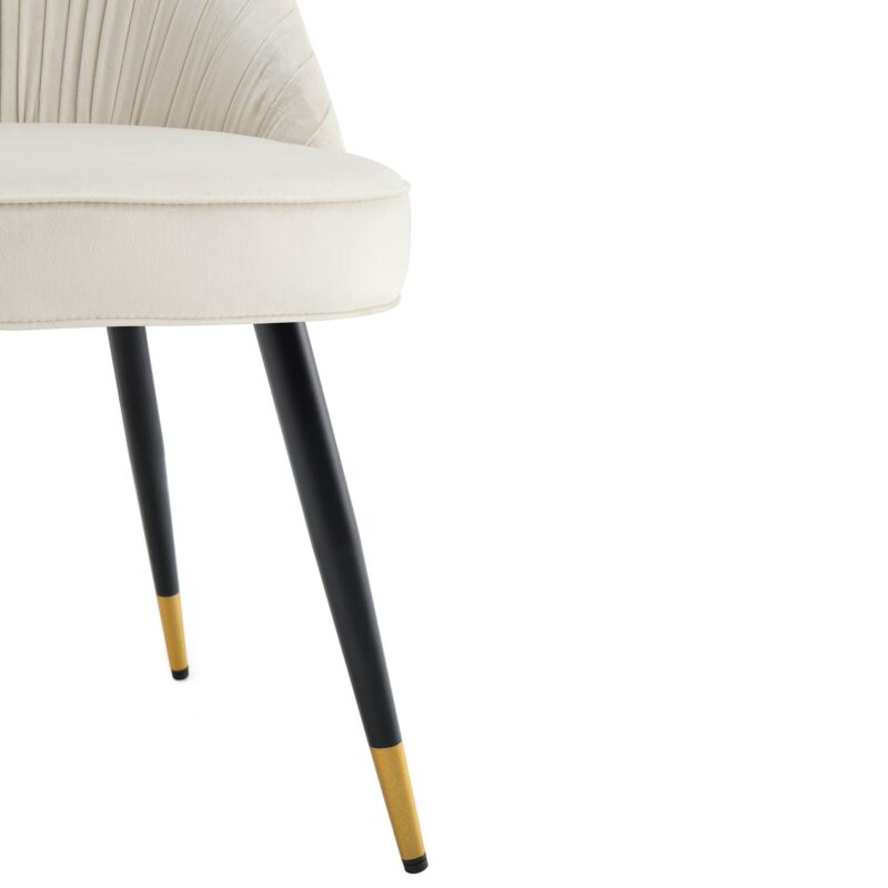 Miyae Set of 2 Pleated Champange Velvet Upholstered Dining Chairs - Image 11
