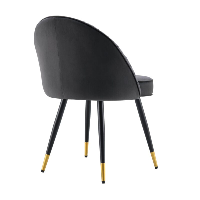 Miyae Set of 2 Pleated Charcoal Velvet Upholstered Dining Chairs - Image 8