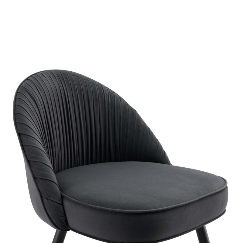 Miyae Set of 2 Pleated Charcoal Velvet Upholstered Dining Chairs - Image 9
