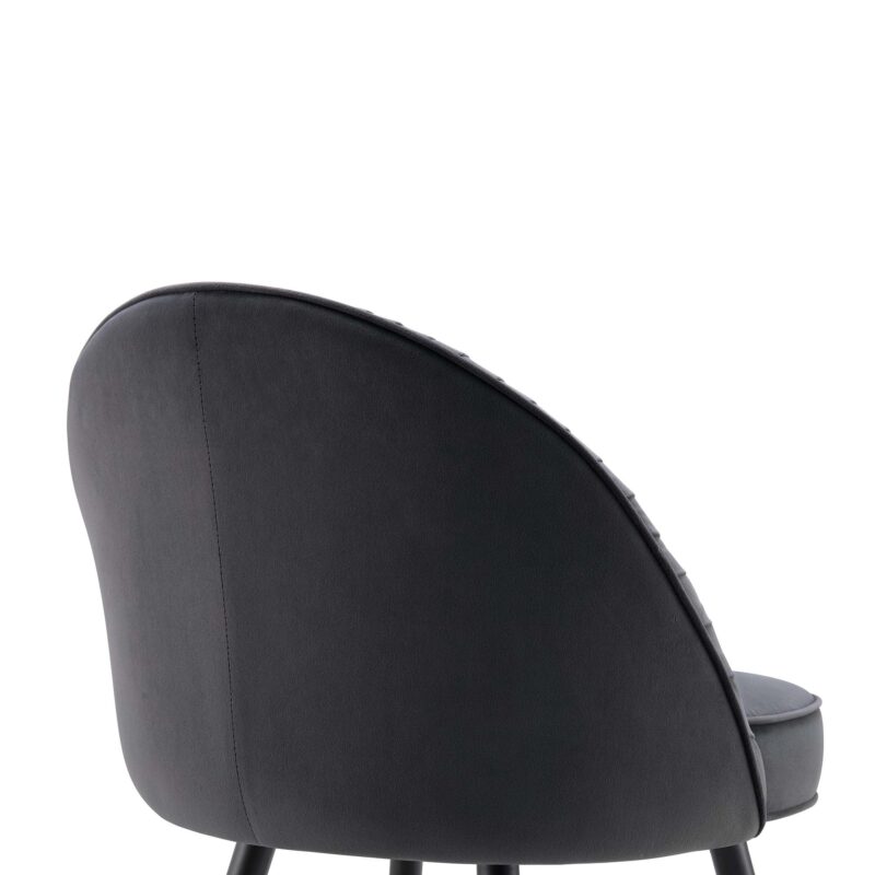 Miyae Set of 2 Pleated Charcoal Velvet Upholstered Dining Chairs - Image 10