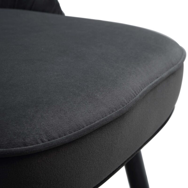 Miyae Set of 2 Pleated Charcoal Velvet Upholstered Dining Chairs - Image 12