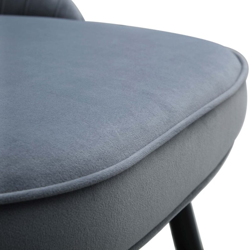 Miyae Set of 2 Pleated Light Grey Velvet Upholstered Dining Chairs - Image 12