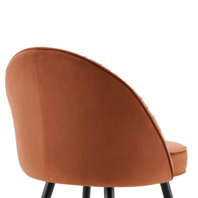Miyae Set of 2 Pleated Burnt Orange Velvet Upholstered Dining Chairs - Image 10