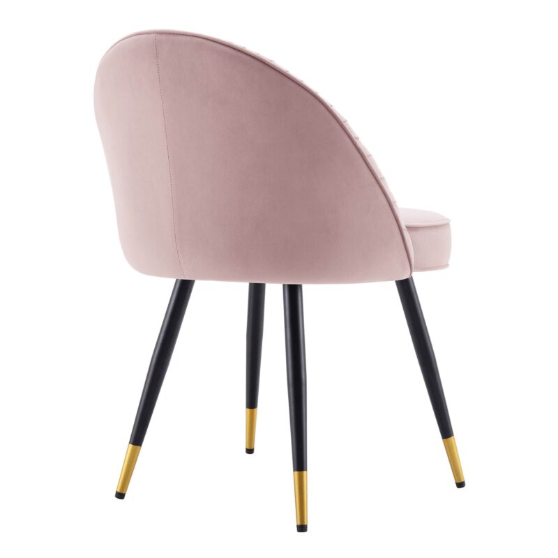 Miyae Set of 2 Pleated Pale Pink Velvet Upholstered Dining Chairs - Image 8