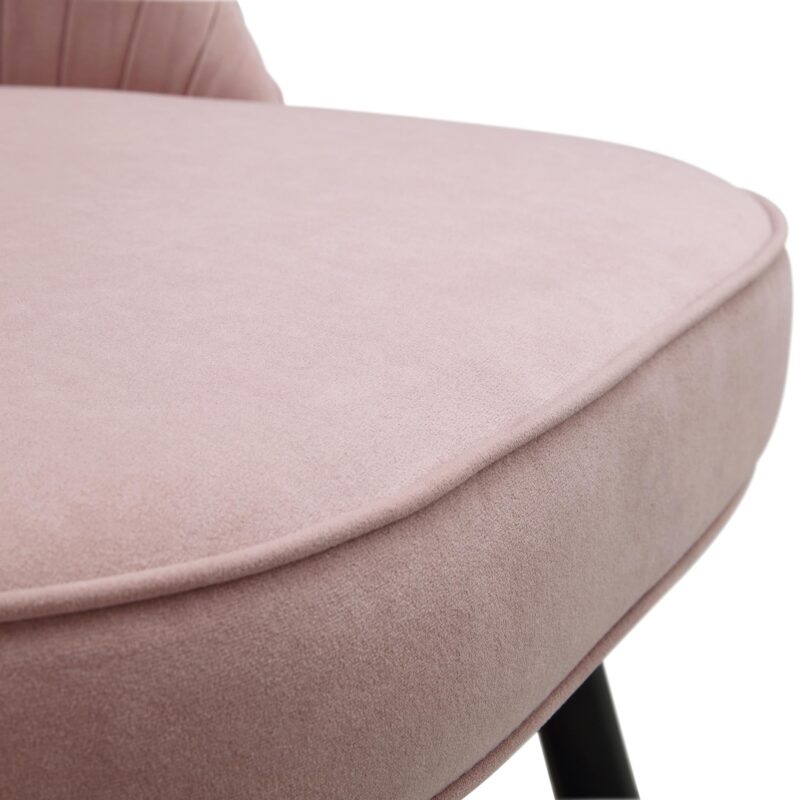 Miyae Set of 2 Pleated Pale Pink Velvet Upholstered Dining Chairs - Image 12