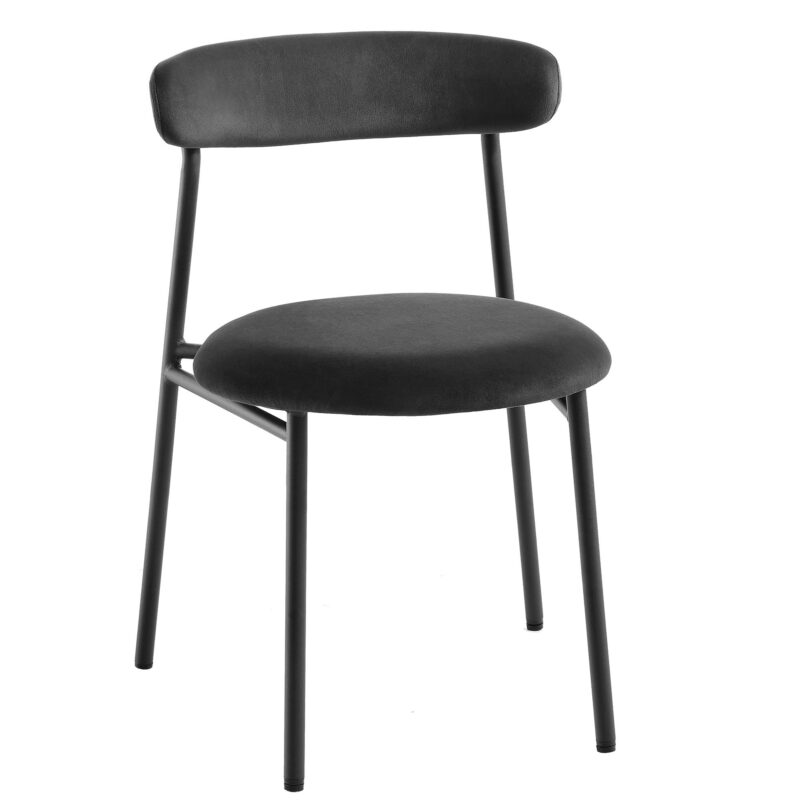Donna Set of 2 Charcoal Velvet Dining Chairs - Image 5