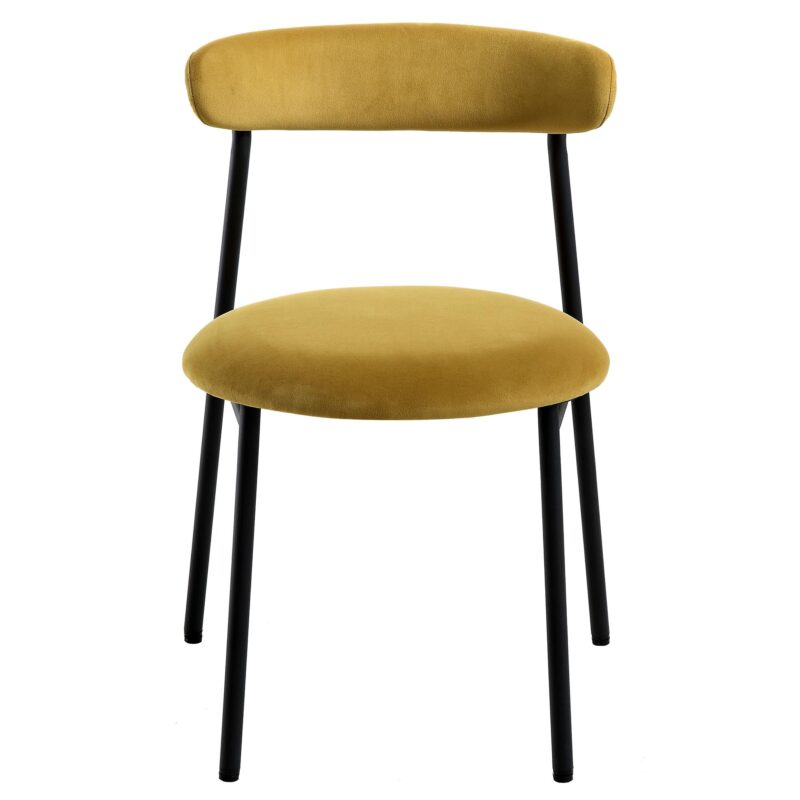 Donna Set of 2 Mustard Yellow Velvet Dining Chairs - Image 3