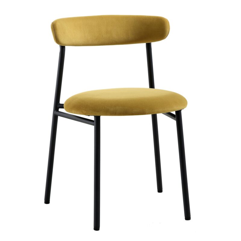 Donna Set of 2 Mustard Yellow Velvet Dining Chairs - Image 5