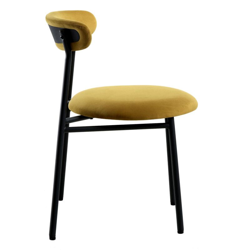 Donna Set of 2 Mustard Yellow Velvet Dining Chairs - Image 6