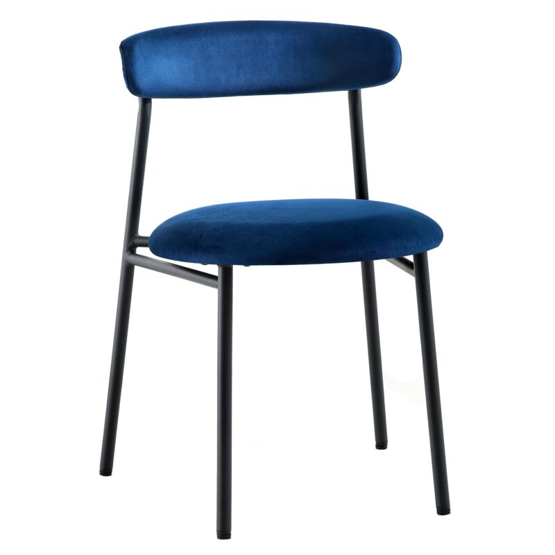 Donna Set of 2 Navy Blue Velvet Dining Chairs - Image 5