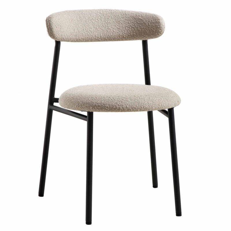 Donna Set of 2 Taupe Boucle Dining Chairs - Image 5